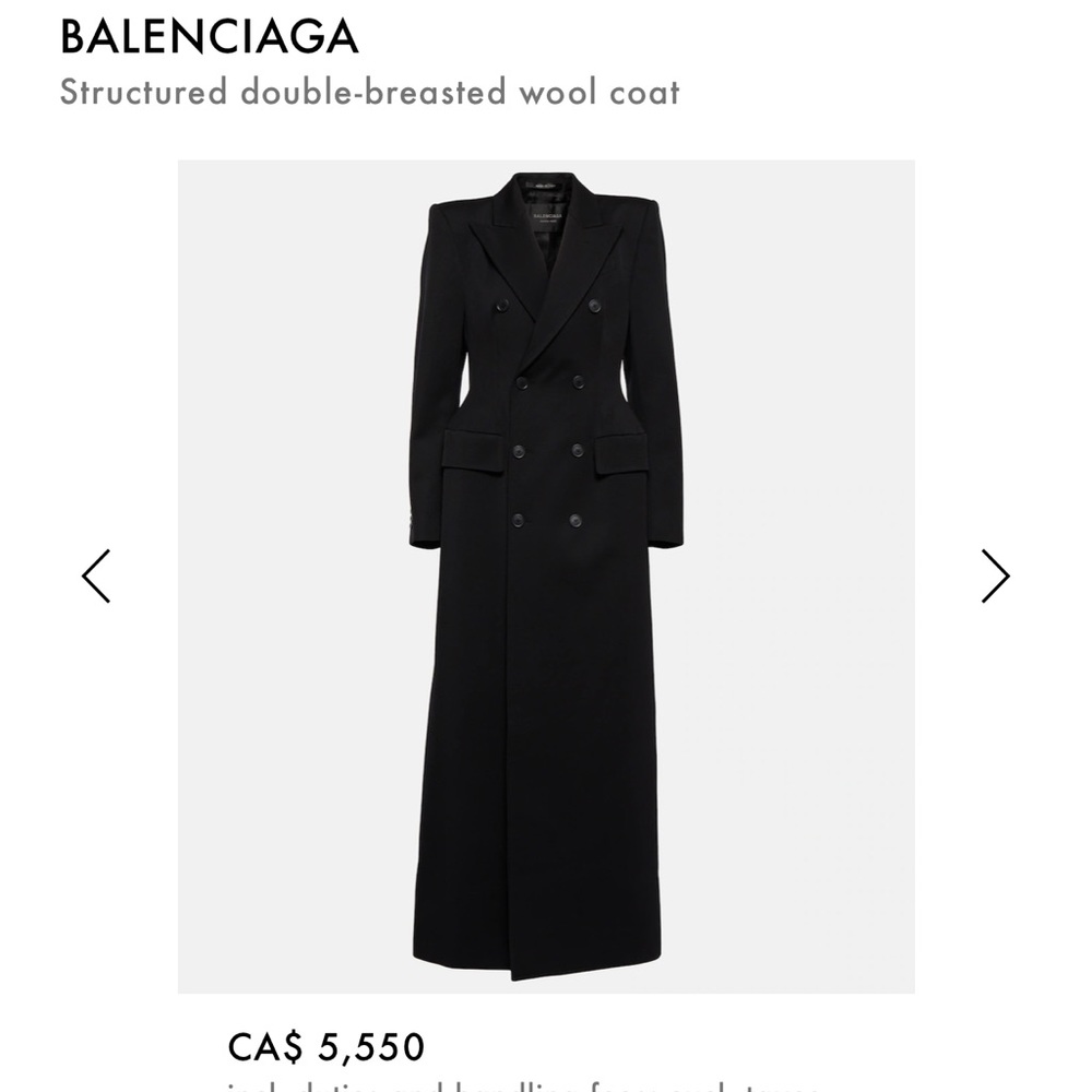 Balenciaga Wool Double Breasted - Hourglass Overcoat